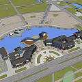 Modern Waterfront Commercial Complex With Unique Architecture Scenic Landscape And Surrounding Facilities 3d model