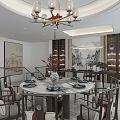 Modern Restaurant Interior Featuring Dining Tables Chairs Pendant Lights And Large Windows 3d model