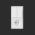 White Modern Switch Panel Featuring Two Switches And Power Socket Design 3d model
