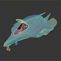 Futuristic Blue Sci Fi Vehicle With Streamlined Design Transparent Cockpit And Red Lights