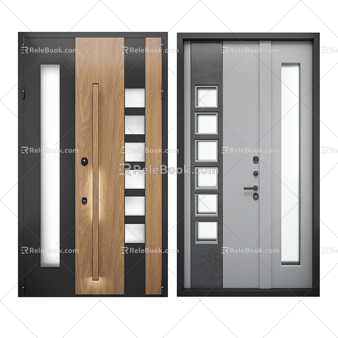 Nordic Simple Room Door Room Door Simple Flat Door Door Handle Entrance Door Wooden Door 3d model