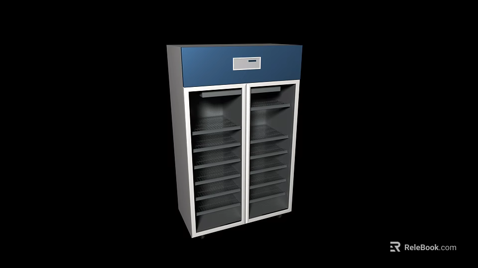 Milk Tea Shop Commercial Display Cabinet With Double Doors And Multiple Shelves 3d model 
