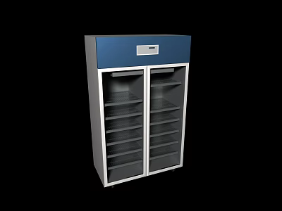 Milk Tea Shop Commercial Display Cabinet With Double Doors And Multiple Shelves 3d model