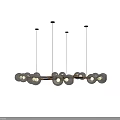 Modern Branch Like Chandelier With Transparent Glass Globes And Black Gold Metal Frame