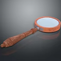 Wooden Handle Magnifying Glass With Orange Frame And Clear Lens