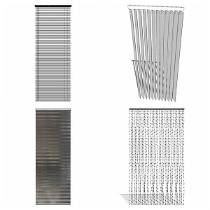 Modern venetian blinds curtain combination 3d model