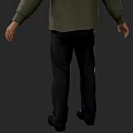Man In Green Jacket And Black Pants Standing Against Gray Background 3d model