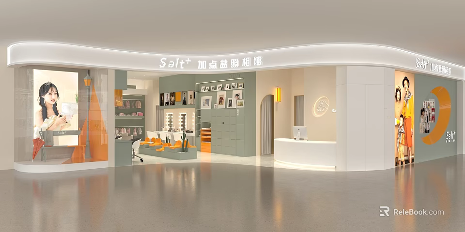 Modern Sal Plus Convenience Store Interior With Shelves And Checkout Counter 3d model 