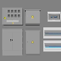 Industrial Electrical Control Cabinets With Warning Labels Various Designs And Panel Types