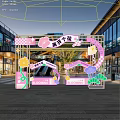 Pink Decorative Event Entrance Arch With Flower Patterns And Blooming Theme For Mall Activity