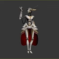 Robot Character With Mechanical Creature Design Silver Gold Armor And Red Cape Standing Pose