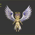 Cute Angel Character With Purple Hair Halo Purple And White Wings And Ornamental Outfit