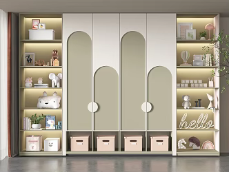 Modern Cream Style Children's Wardrobe Custom Wardrobe Toy Ornaments 3d model