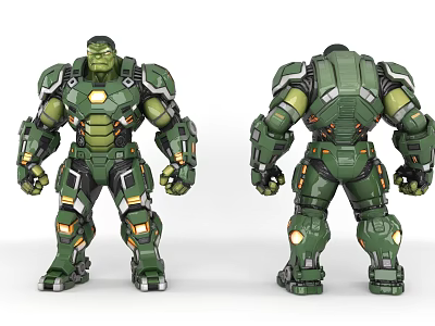 Armored Hulk Game Movie Character Front And Back View With Detailed Armor Design 3d model
