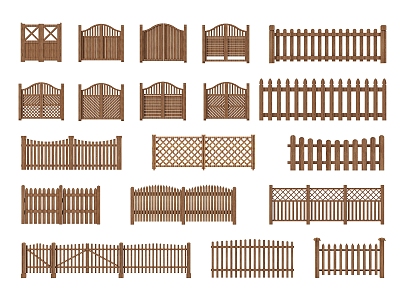 New Chinese Fence Barrier Wooden Railing Handrail Patio Door Half Waist Door Fence Door 3d model