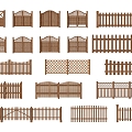 New Chinese Fence Fence Barrier Wooden Railing Handrail Patio Door Half Waist Door Fence Door 3d model