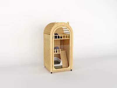 Wooden Ornament Decoration Set With Glass Door Cabinet And Shelves For Home Decor 3d model