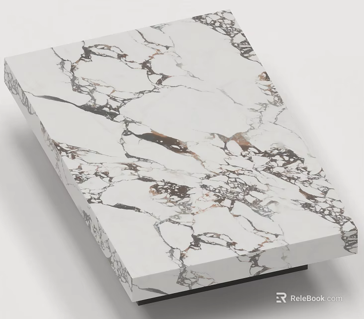 Elegant Modern Coffee Table With White Marble Top And Brown Gold Natural Veins Design 3d model 