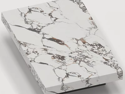 Elegant Modern Coffee Table With White Marble Top And Brown Gold Natural Veins Design 3d model