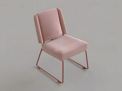 Modern Pink Upholstered Accent Chair With Rose Gold Metal Frame Design 3d model