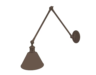 Modern Minimalist Wall Lamp With Adjustable Arm And Brown Lampshade Design 3d model