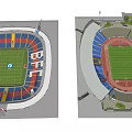 Architectural Sports Stadium Renderings With Football Field Track And Seating