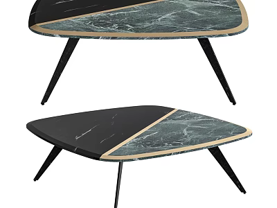 Modern Coffee Table With Marble Top And Black Metal Legs Design 3d model