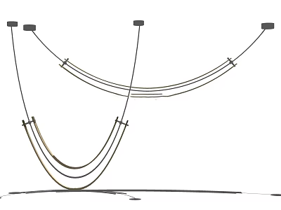Modern Pendant Light With Curved Metal Lines And Minimalist Hanging Design 3d model