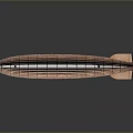Brown Wooden Model Featuring Grid Like Design Red Circular Tail Part And Black Slender Rods