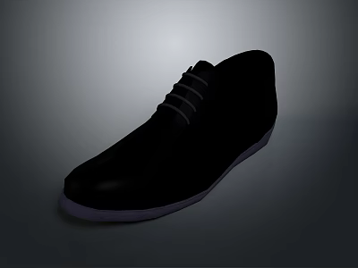 Casual Black Leather Shoes With Classic Lace Up Design For Daily Wear 3d model