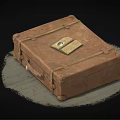 Vintage Brown Leather Suitcase With Old Book On Top Classic Retro Design