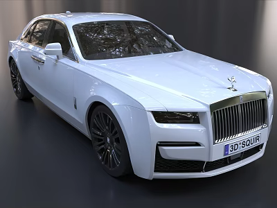 White Rolls-Royce Luxury Car With Front Chrome Grille And Sleek Body Design 3d model