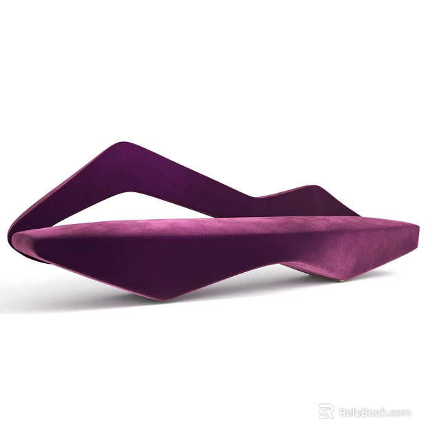 Elegant Purple Velvet Multi Seater Sofa With Curved Unique Modern Design 3d model 
