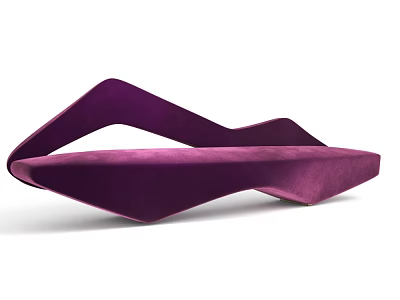 Elegant Purple Velvet Multi Seater Sofa With Curved Unique Modern Design 3d model