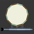 Modern Circular Furniture Stand With Golden Accents And Blue Glowing Edges