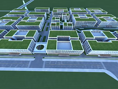 Modern Office Buildings Complex With Green Roofs And Urban Architectural Design 3d model