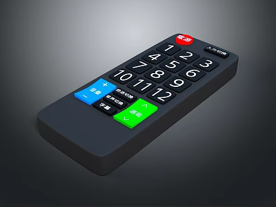 Computer Remote Control with Digital Keypad 1-12 and Colorful Red Blue Green Buttons 3d model