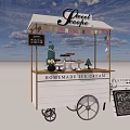 Homemade Ice Cream Cart With White Canopy Wooden Menu Board And Decorative Wheels