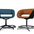 Modern Office Chair Blue and Orange Ergonomic Curved Backrest Metal Base Swivel Design