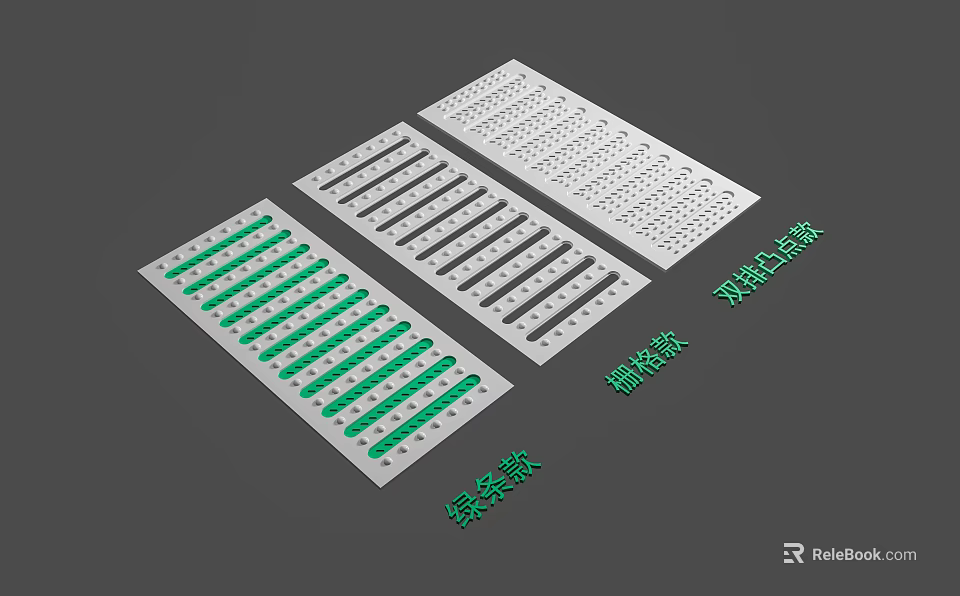 Durable Road Facilities With Green Stripe Urban And Two Tone Combination Styles 3d model 