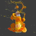 Fresh Orange Juice Bottle With Splashing Juice Orange Slices And Pulp