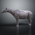 Unique Prehistoric Animal Model With Textured Skin Standing On Gray Background