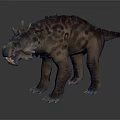 Realistic Prehistoric Creature With Spiked Back Horned Head And Scaly Skin