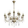 Elegant Golden Ceiling Light With Multiple Candle Shaped Bulbs And Crystal Pendant Decorations