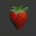 Juicy Red Strawberry With Fresh Green Leaves On Shiny Dark Background