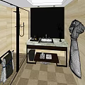Modern Hotel Bathroom Interior With Marble Countertop Glass Shower And Towels