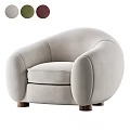 Modern Light Gray Velvet Accent Chair With Curved Arms And Wooden Legs