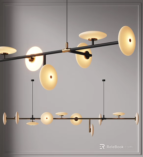Modern Disc Shaped Pendant Lights With Metal Frame And Warm Ceiling Light 3d model