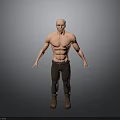 A Muscular Shirtless Man With Defined Abs Short Hair Brown Pants And Brown Boots