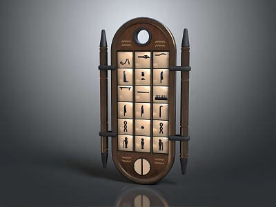 Building Blocks Designed Control Panel Featuring Circular Ends Brown Beige Icon Panels And Spiked Sides 3d model